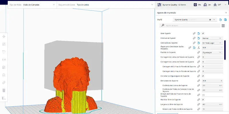 Einsten em impressõão 3D com suporte normal